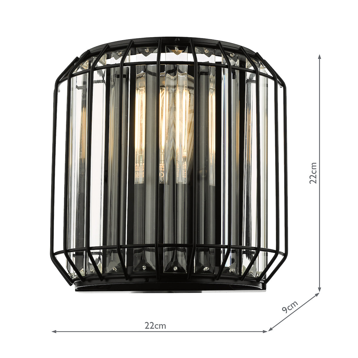 Naeva 2 Light Wall Light Matt Black Glass<br>Matt Black