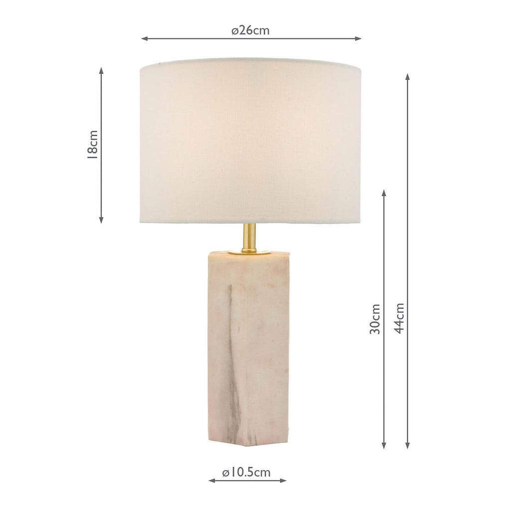 Nalani Table Lamp Pink Marble Effect With Shade <br>Marble Effect