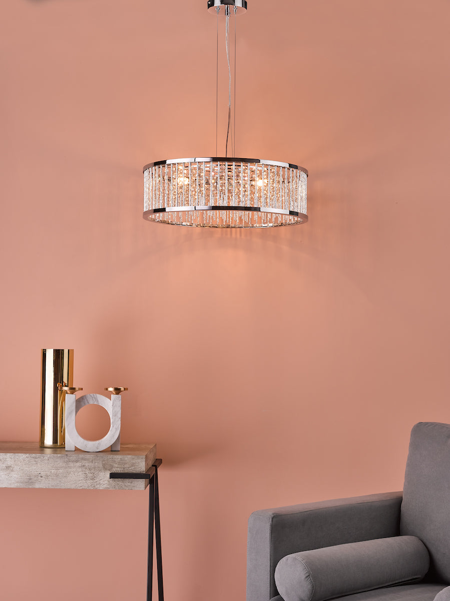 Nantes 5 Light Pendant Polished Chrome Aluminium<br>Polished Chrome