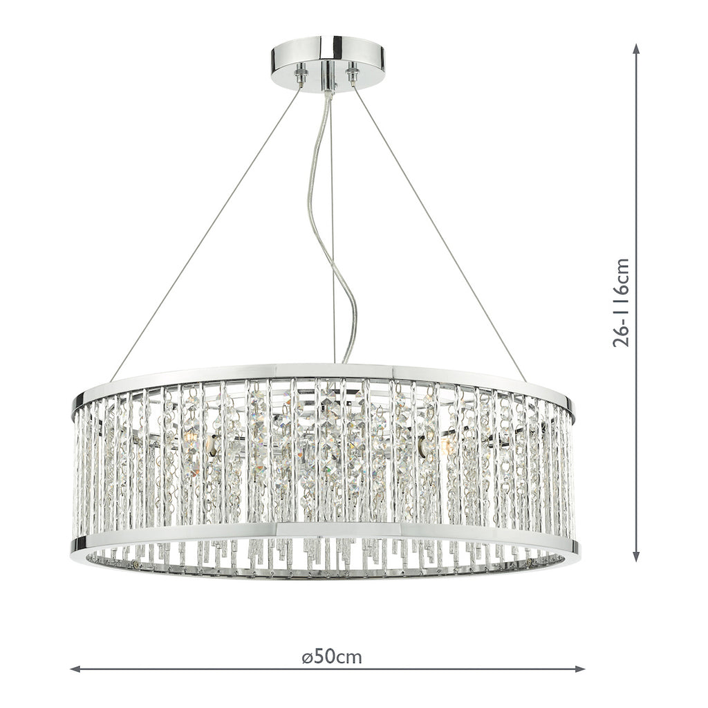 Nantes 5 Light Pendant Polished Chrome Aluminium<br>Polished Chrome