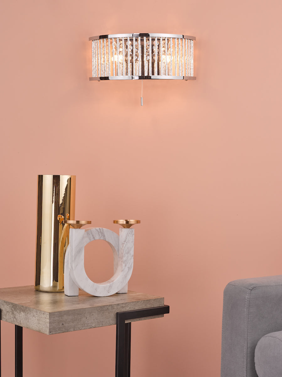 Nantes 2 Light Wall Light Polished Chrome Aluminium<br>Polished Chrome