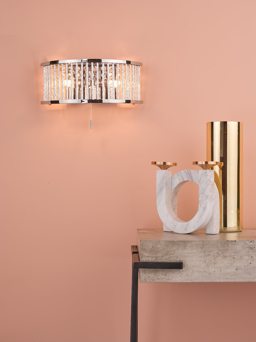 Nantes 2 Light Wall Light Polished Chrome Aluminium<br>Polished Chrome