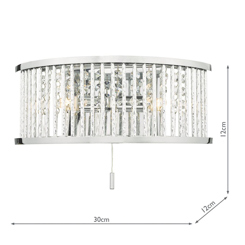 Nantes 2 Light Wall Light Polished Chrome Aluminium<br>Polished Chrome