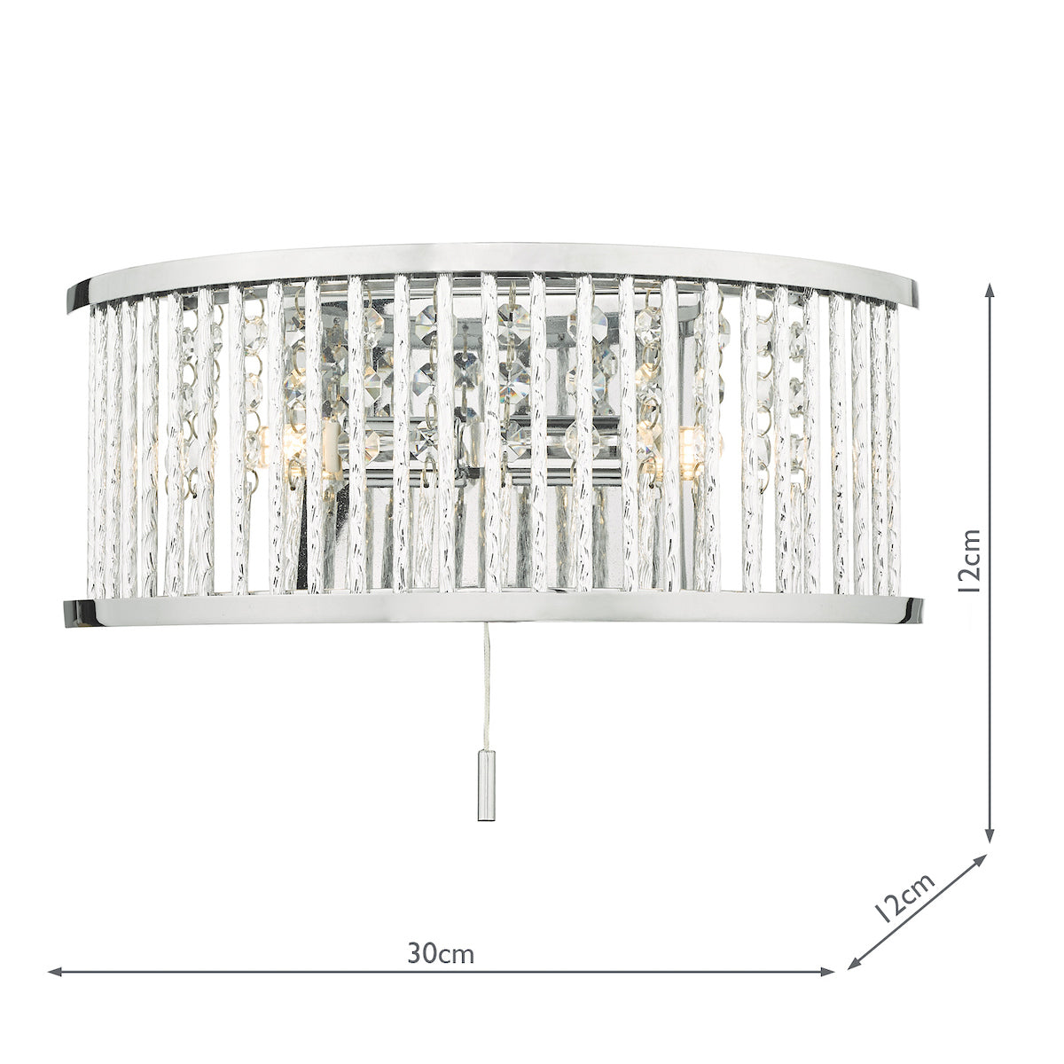 Nantes 2 Light Wall Light Polished Chrome Aluminium<br>Polished Chrome