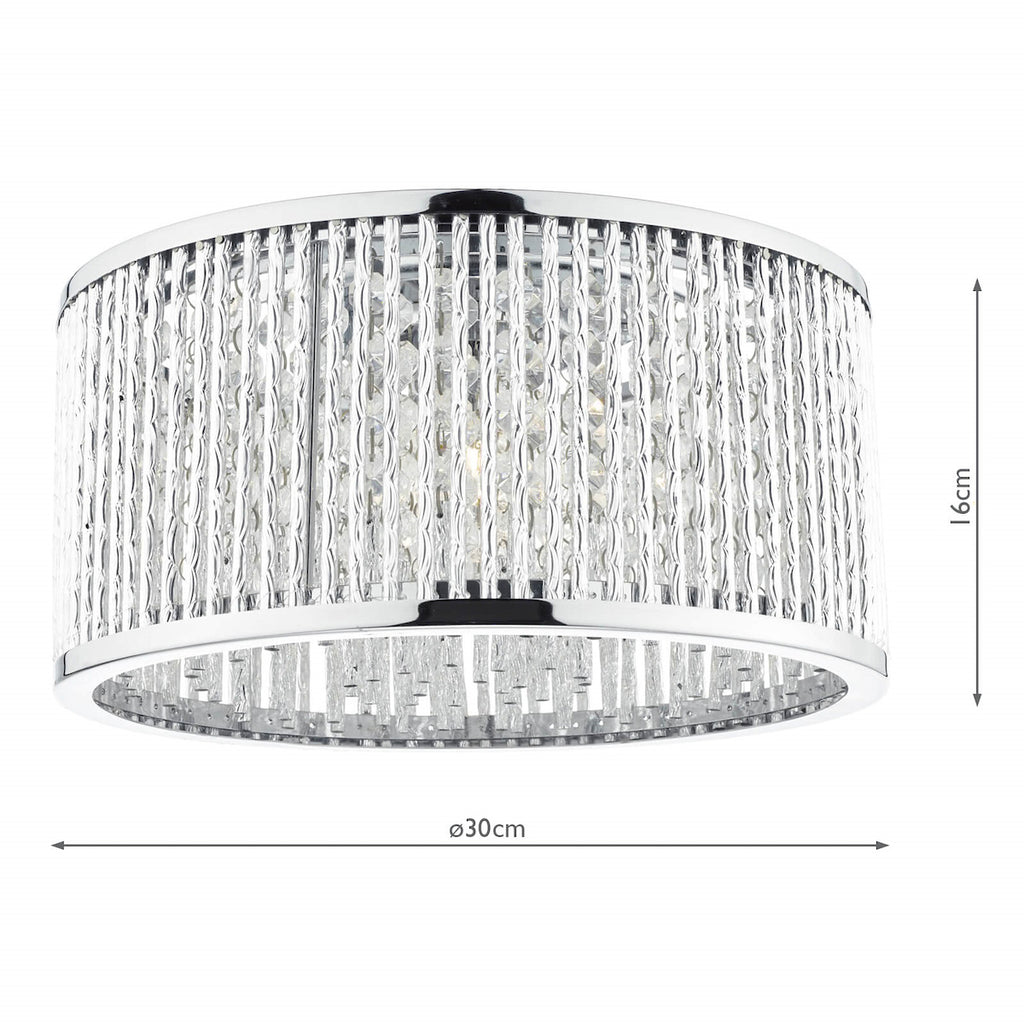 Nantes 3 Light Flush Polished Chrome Alum<br>Polished Chrome