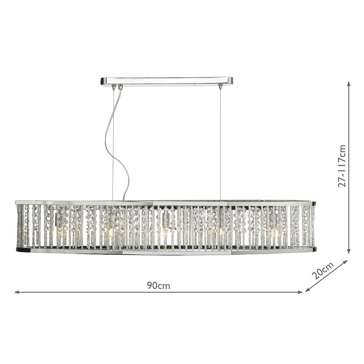 Nantes 5 Light Bar Pendant Polished Chrome Aluminium<br>Polished Chrome