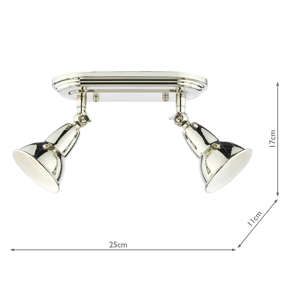 Nathaniel 2 Light Plate Spotlight Polished Nickel<br>Polished Nickel