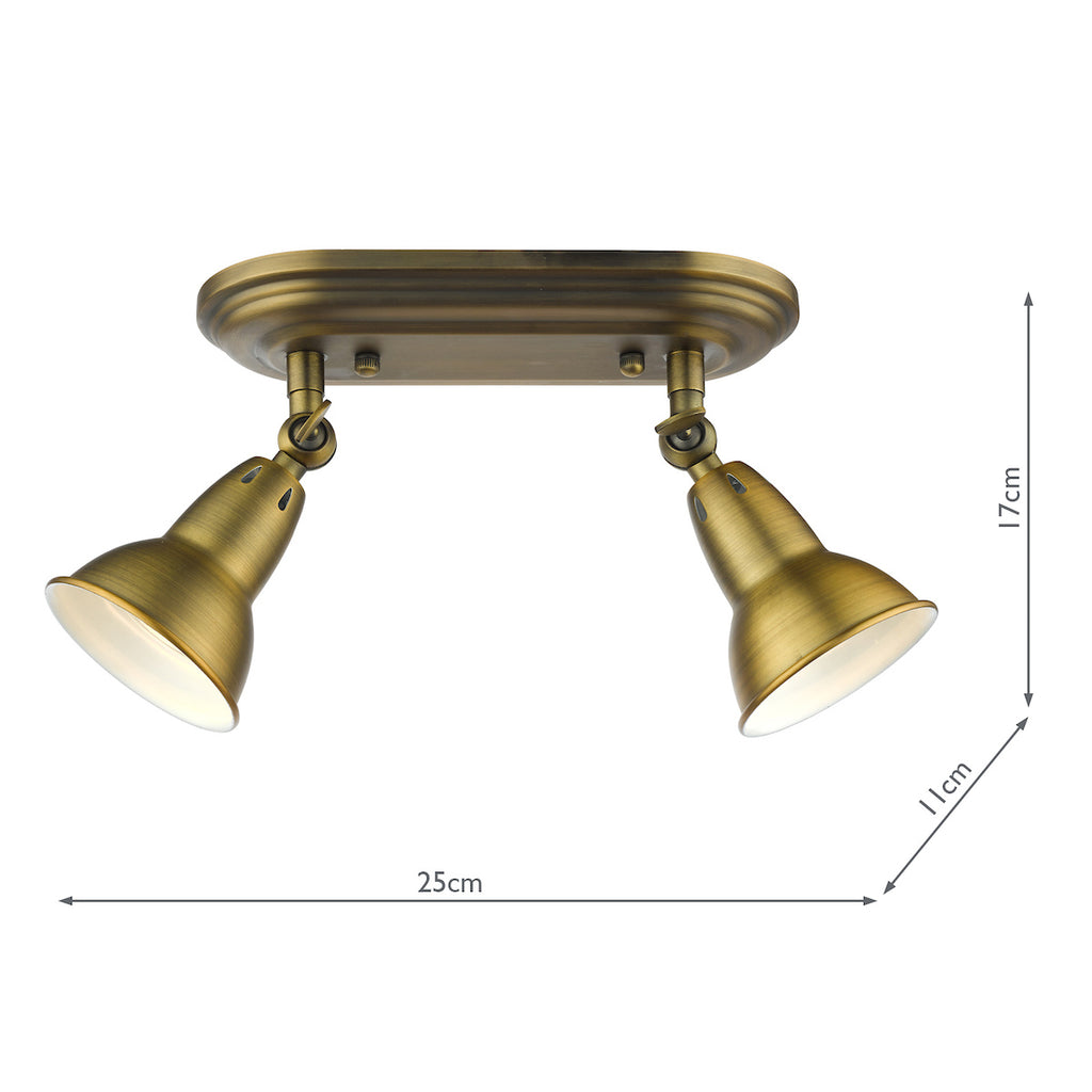 Nathaniel 2 Light Plate Spotlight Aged Brass<br>Aged Brass