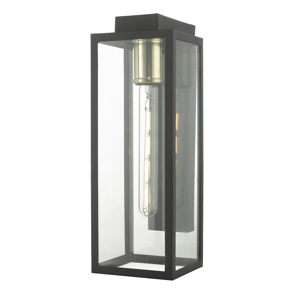 Naxos Outdoor Wall Light Black Glass IP43<br>Matt Black