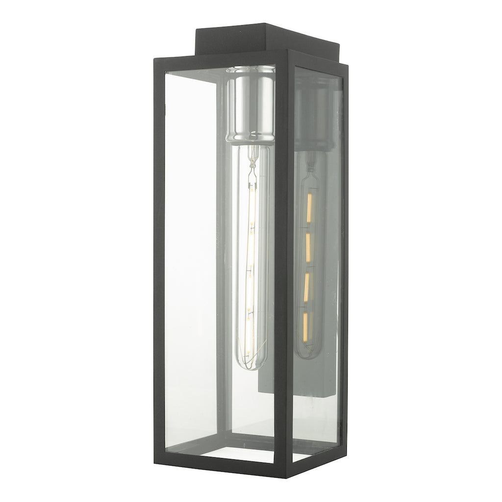 Naxos Outdoor Wall Light Black Glass IP43<br>Matt Black