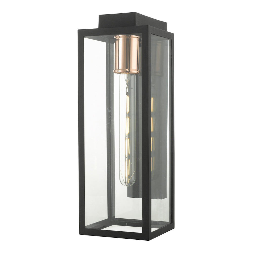 Naxos Outdoor Wall Light Black Glass IP43<br>Matt Black