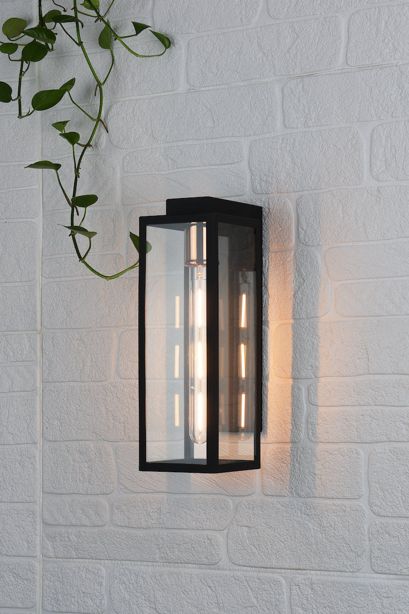 Naxos Outdoor Wall Light Black Glass IP43<br>Matt Black