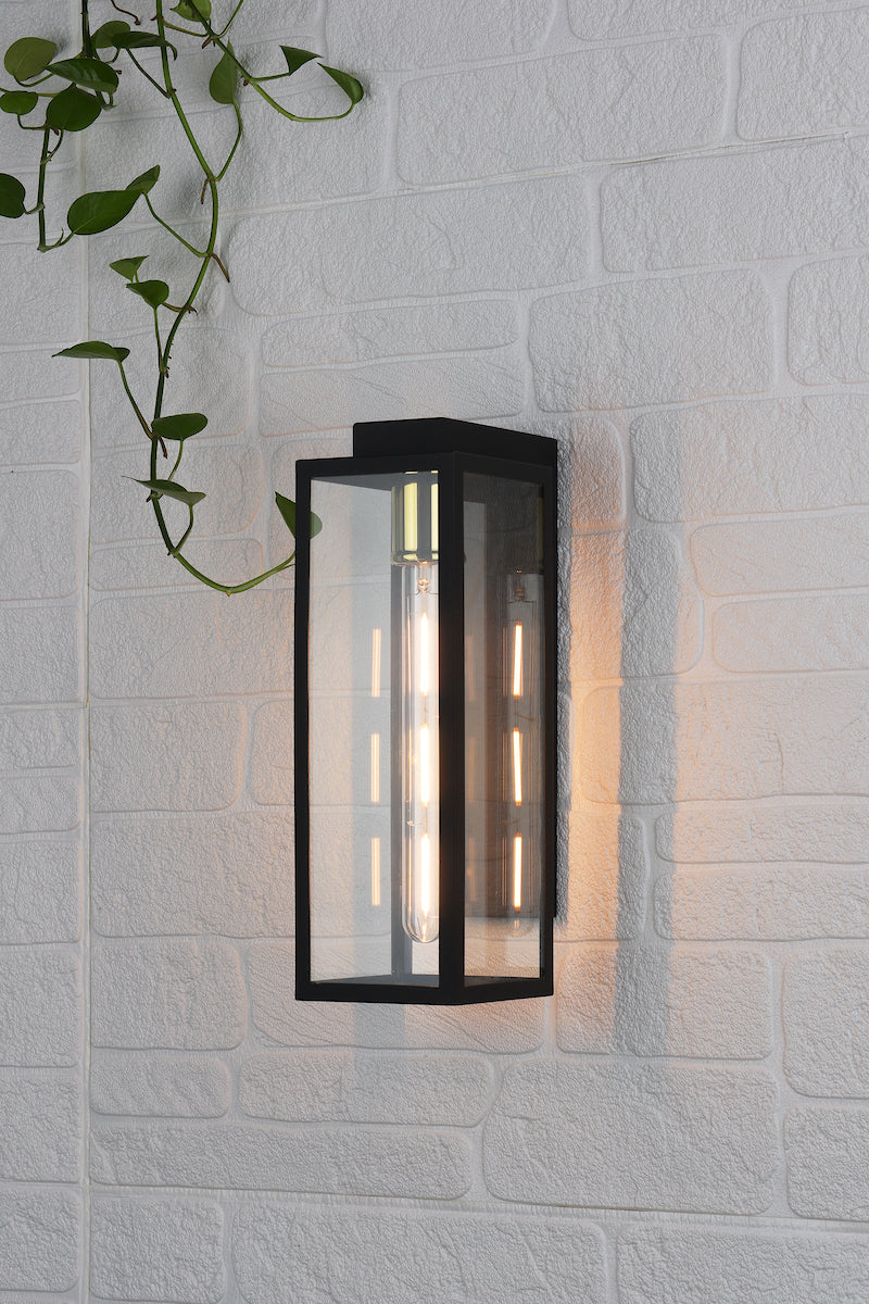 Naxos Outdoor Wall Light Black Glass IP43<br>Matt Black