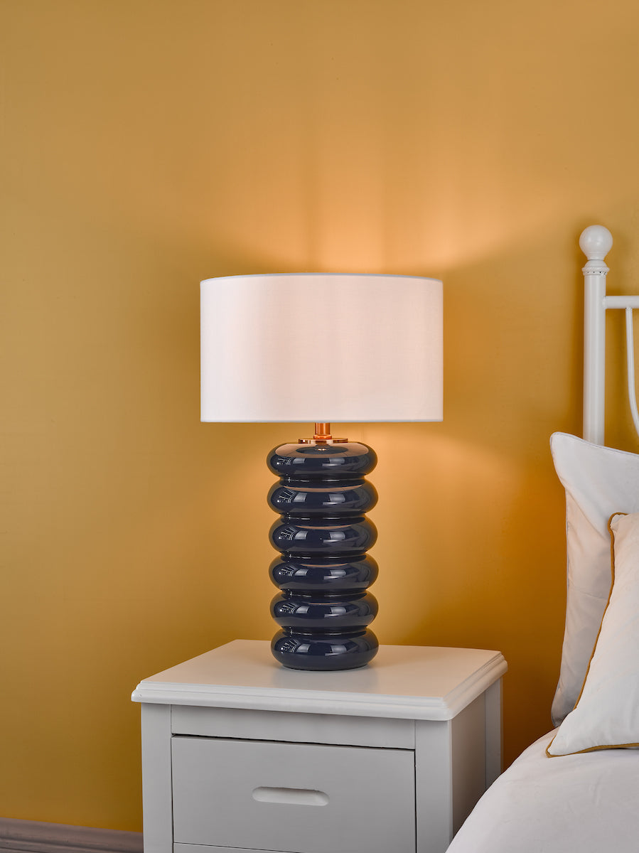 Niamh Table Lamp Blue Glass With Shade <br>Blue Glass