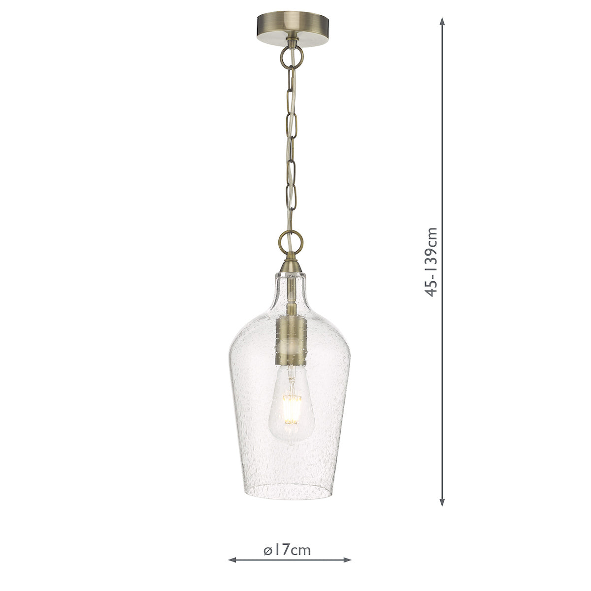Nida Pendant Antique Brass Glass<br>Glass