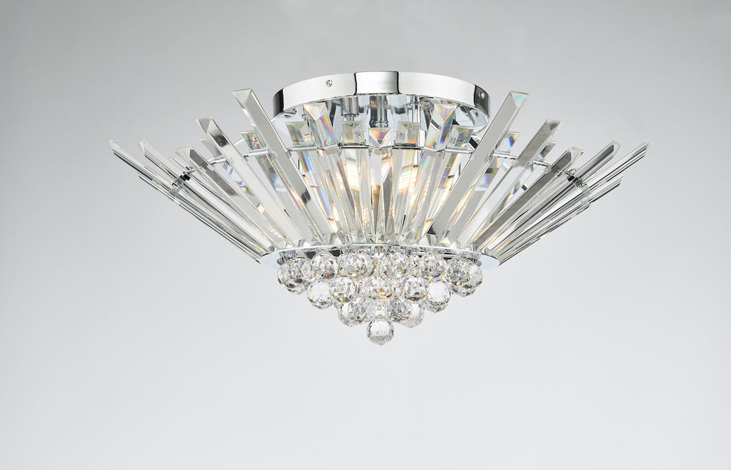 Nimbus 5 Light Flush Polished Chrome Crystal<br>Crystal