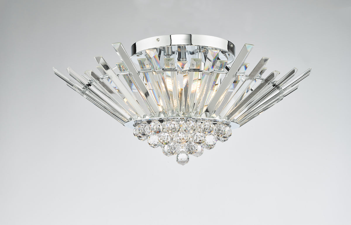 Nimbus 5 Light Flush Polished Chrome Crystal<br>Crystal