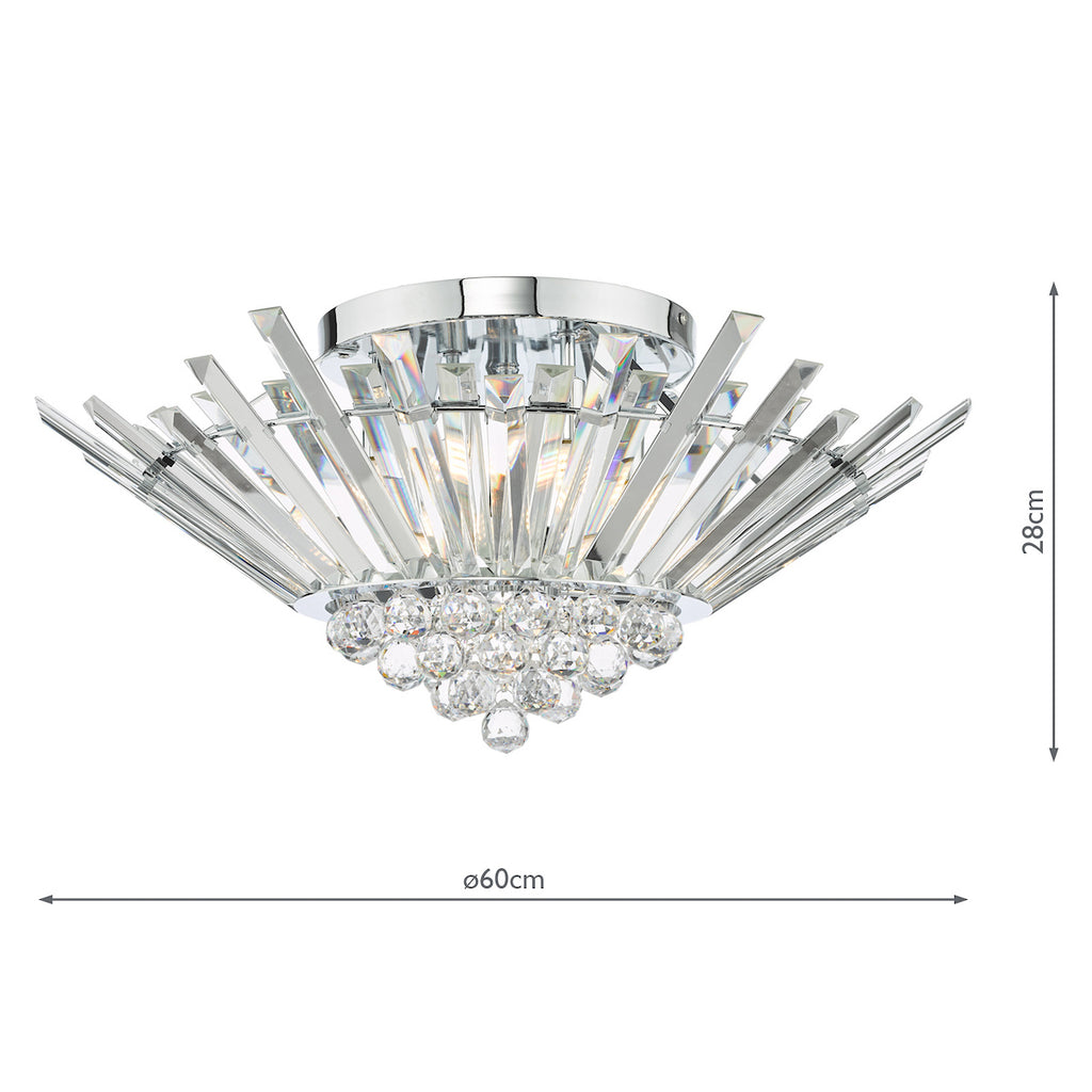 Nimbus 5 Light Flush Polished Chrome Crystal<br>Crystal