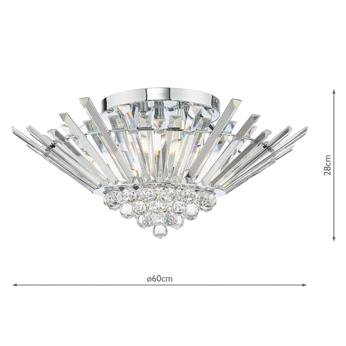 Nimbus 5 Light Flush Polished Chrome Crystal<br>Crystal