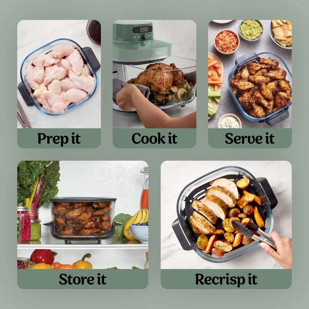 Ninja AS090UKGN CRISPi PRO 5-in-1 Glass Air Fryer - Green