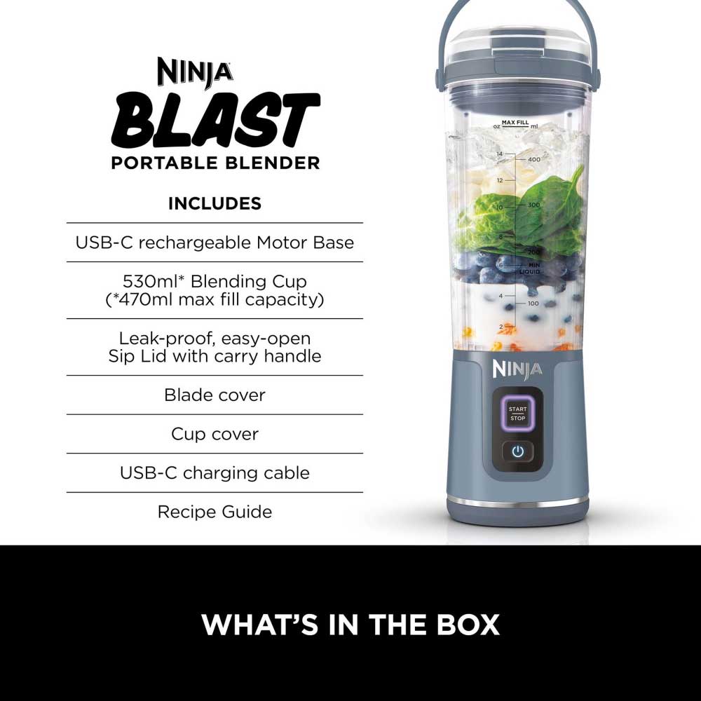 Ninja BC151UKNV Ninja Blast Cordless Portable Blender - Denim Blue