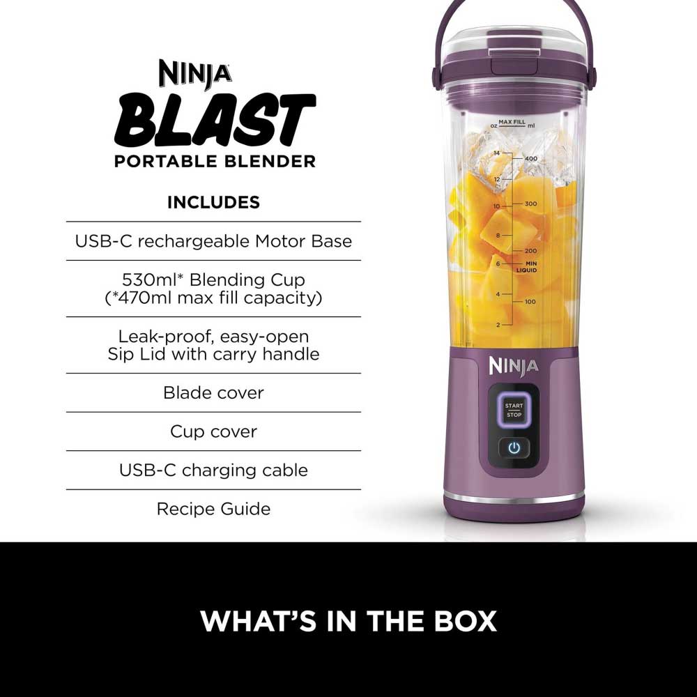 Ninja BC151UKPR Cordless Portable Motorised/Compact Blender - Passion Fruit