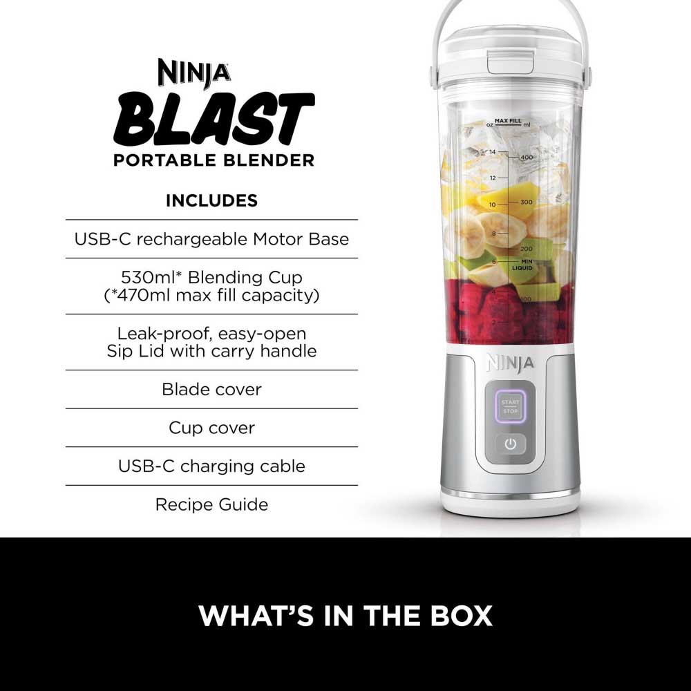 Ninja BC151UKWH Cordless Portable Motorised/Compact Blender - White