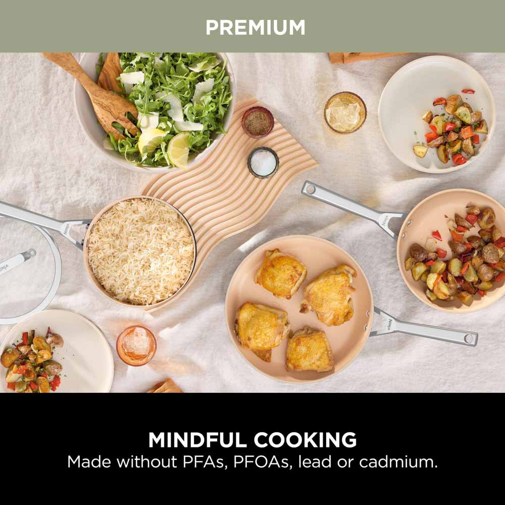 Ninja CW95000UK Ceramic Coated Cookware 5-Piece Set - Apricot & Grey