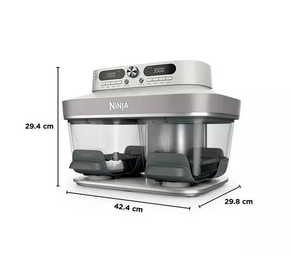 Ninja DD102UKIV2 Dual Zone 8-in-1 Function Glass Air Fryer - Bone