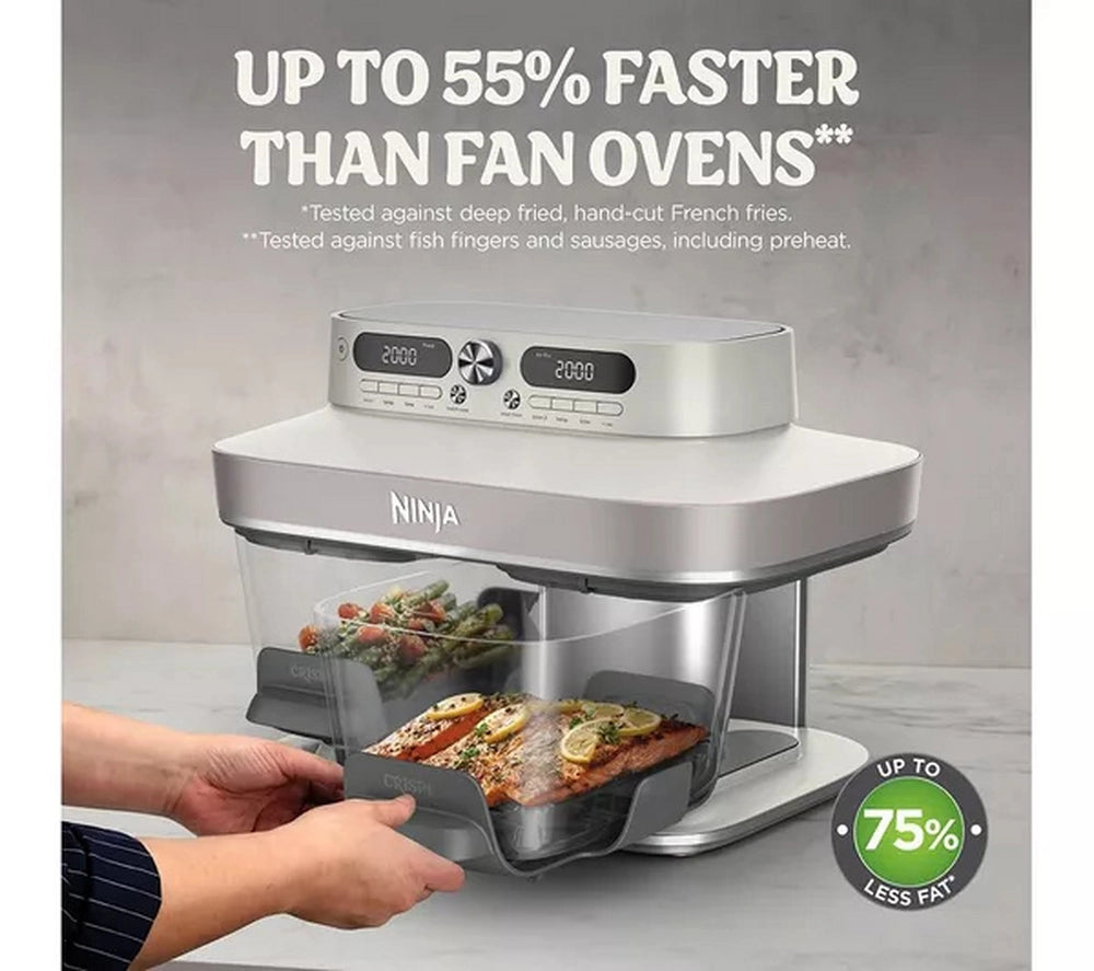 Ninja DD102UKIV2 Dual Zone 8-in-1 Function Glass Air Fryer - Bone
