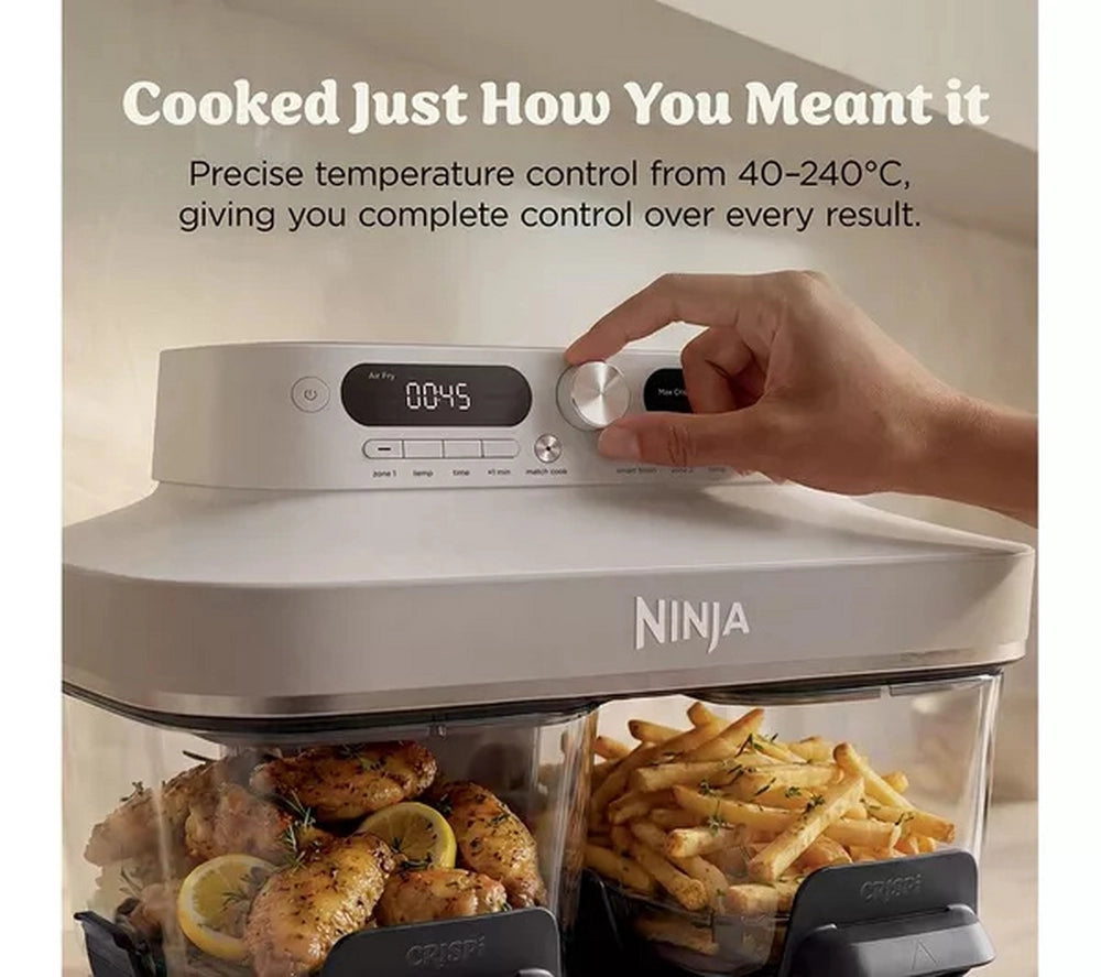 Ninja DD102UKIV2 Dual Zone 8-in-1 Function Glass Air Fryer - Bone