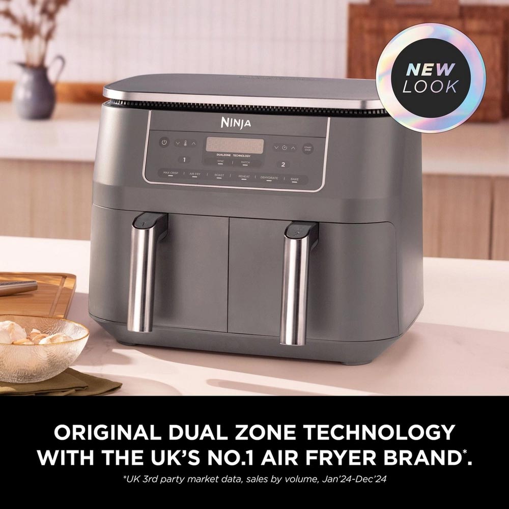 Ninja DZ300UK 7.6L 6-in-1 Dual Zone Air Fryer - Gun Metal Grey