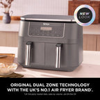Ninja DZ300UK 7.6L 6-in-1 Dual Zone Air Fryer - Gun Metal Grey
