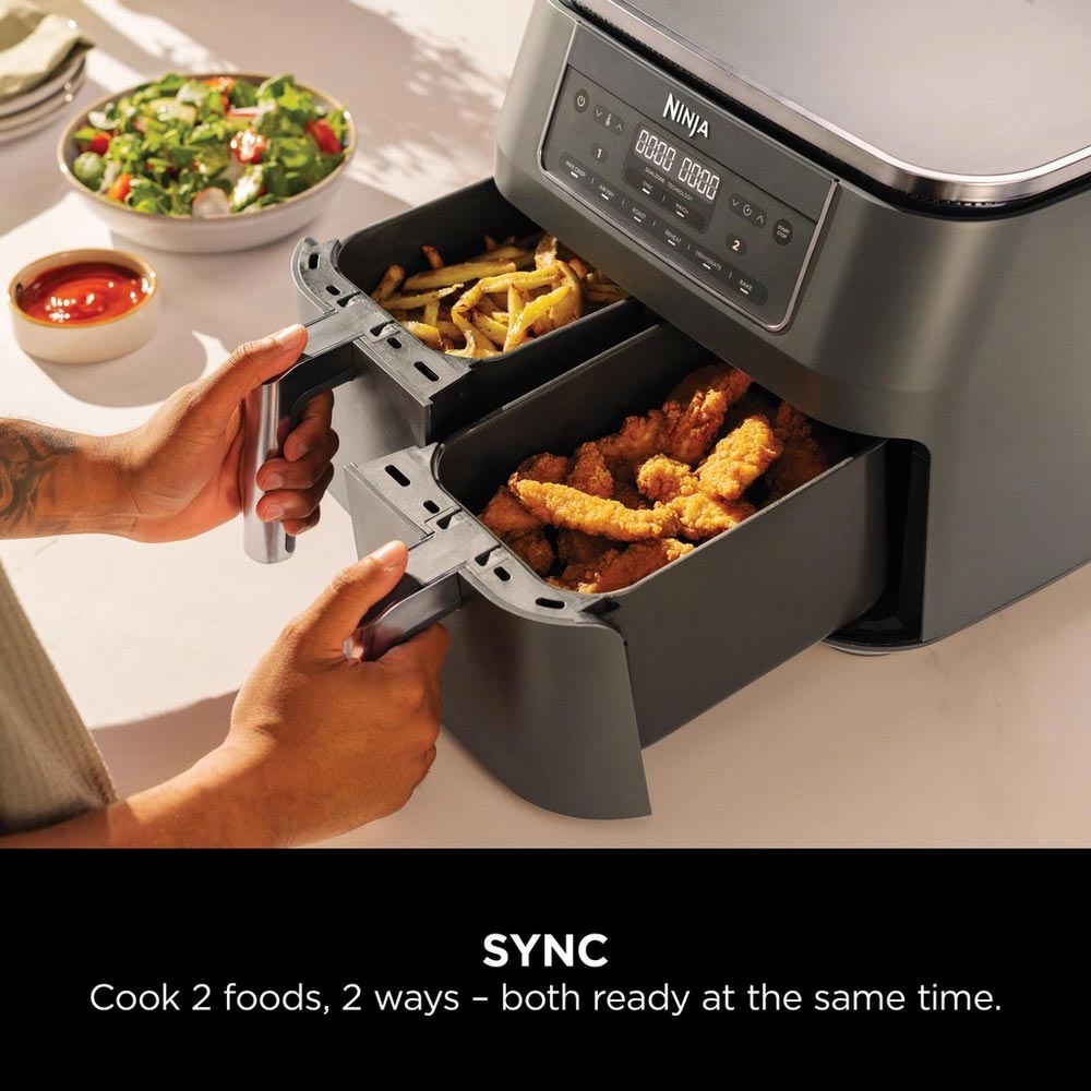 Ninja DZ300UK 7.6L 6-in-1 Dual Zone Air Fryer - Gun Metal Grey