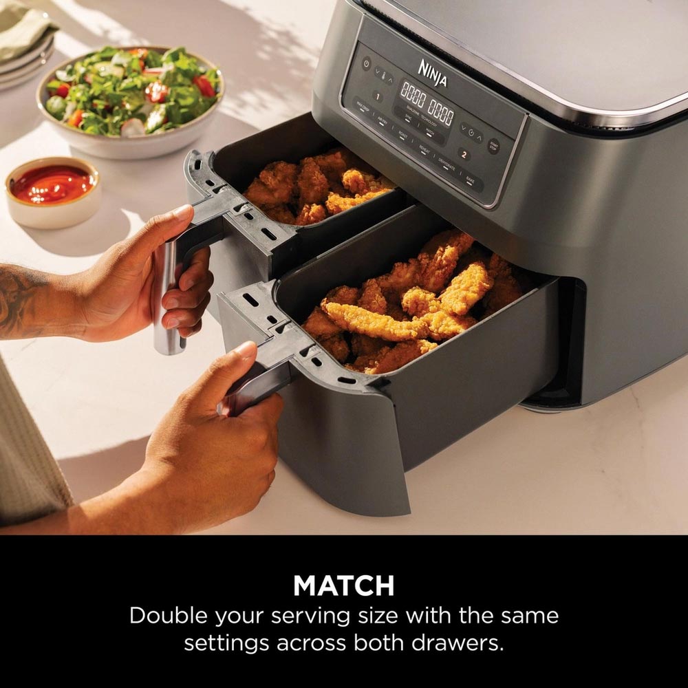 Ninja DZ300UK 7.6L 6-in-1 Dual Zone Air Fryer - Gun Metal Grey