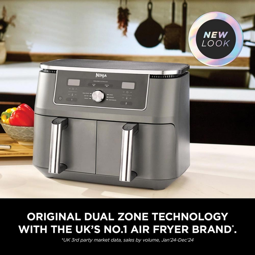 Ninja DZ400UK 9.5L MAX 6-in-1 Dual Zone Air Fryer - Gun Metal Grey