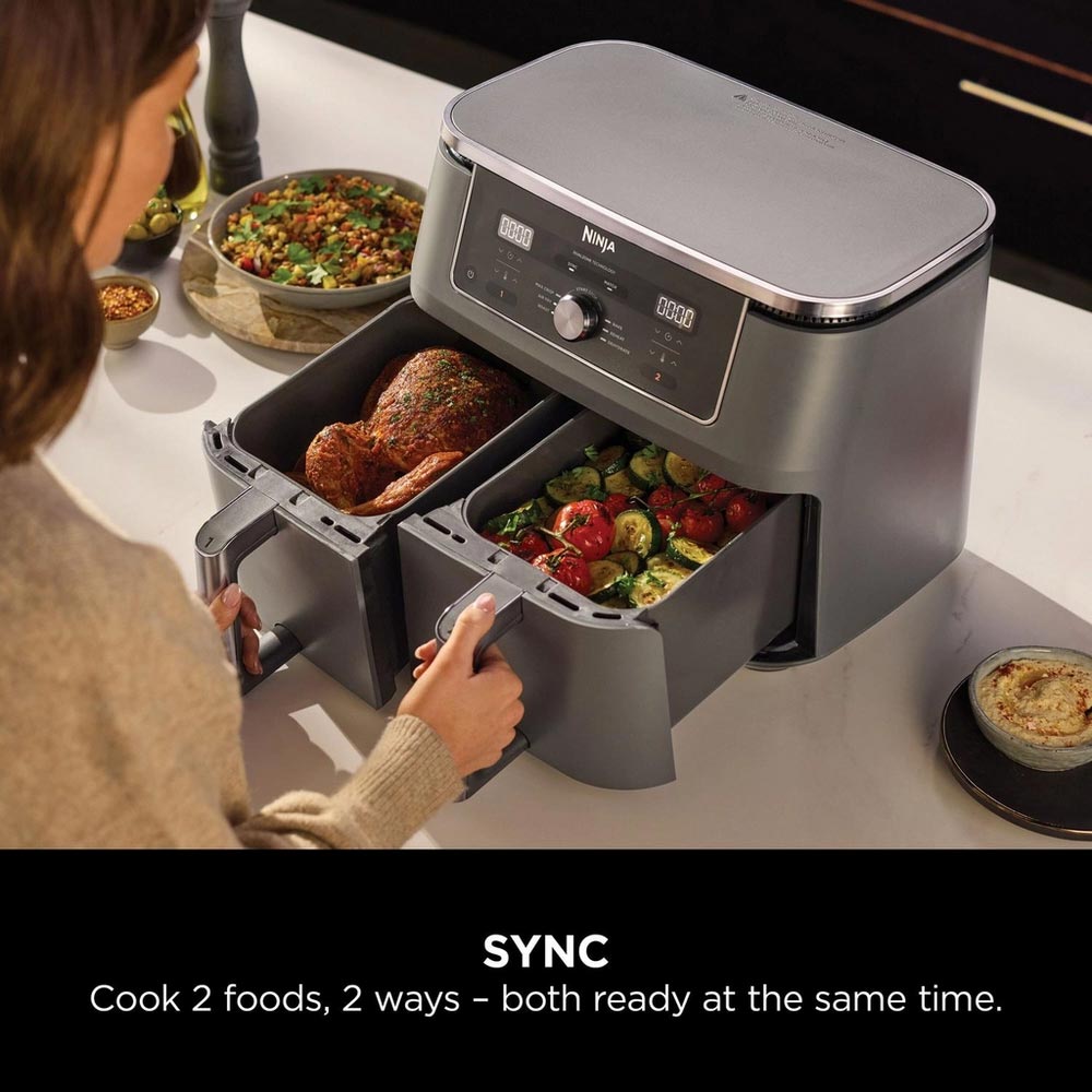 Ninja DZ400UK 9.5L MAX 6-in-1 Dual Zone Air Fryer - Gun Metal Grey
