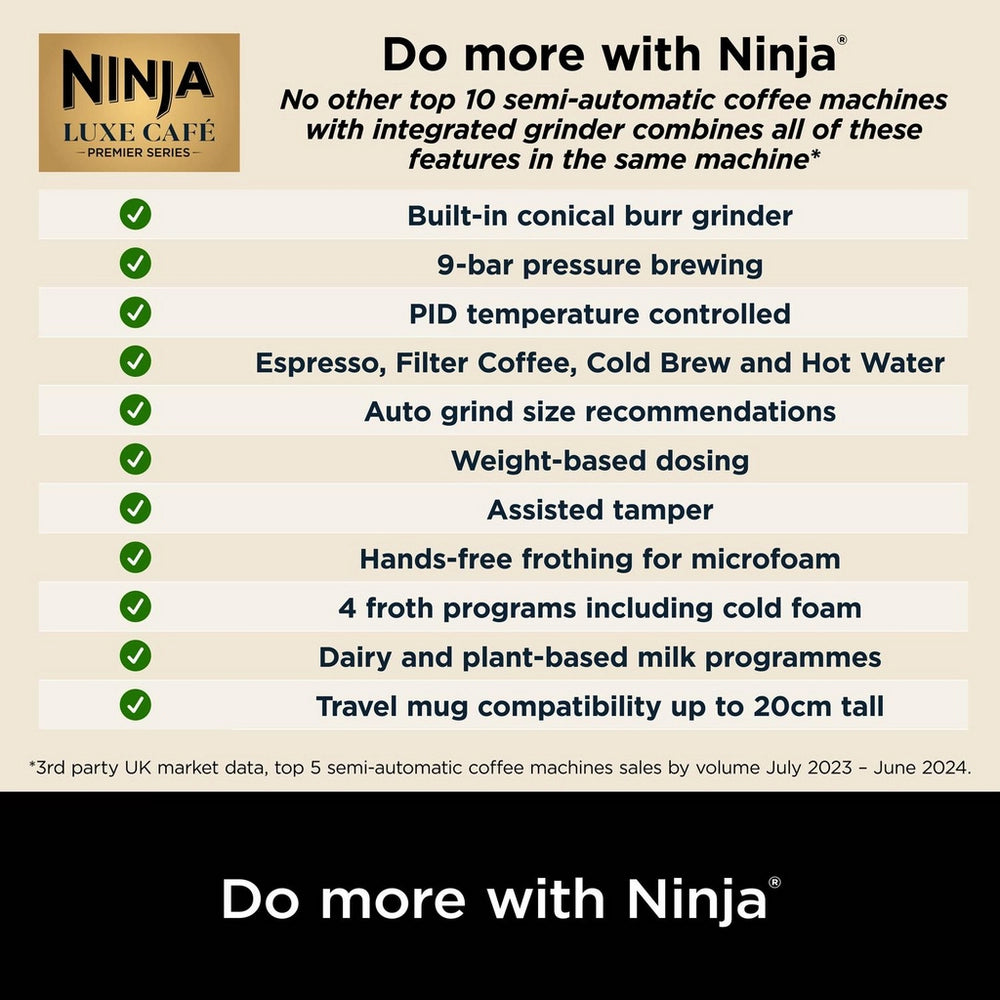 Ninja ES601UKBK Ninja Luxe Café Premier Espresso Machine - Midnight Black