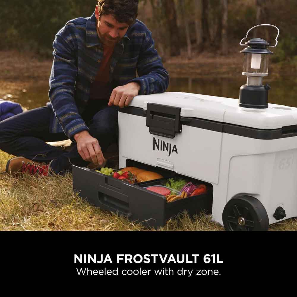 Ninja FB265EUUKWH Ninja FrostVault 65QT/61L Wheeled Cooler with Dry Zone - Cloud White
