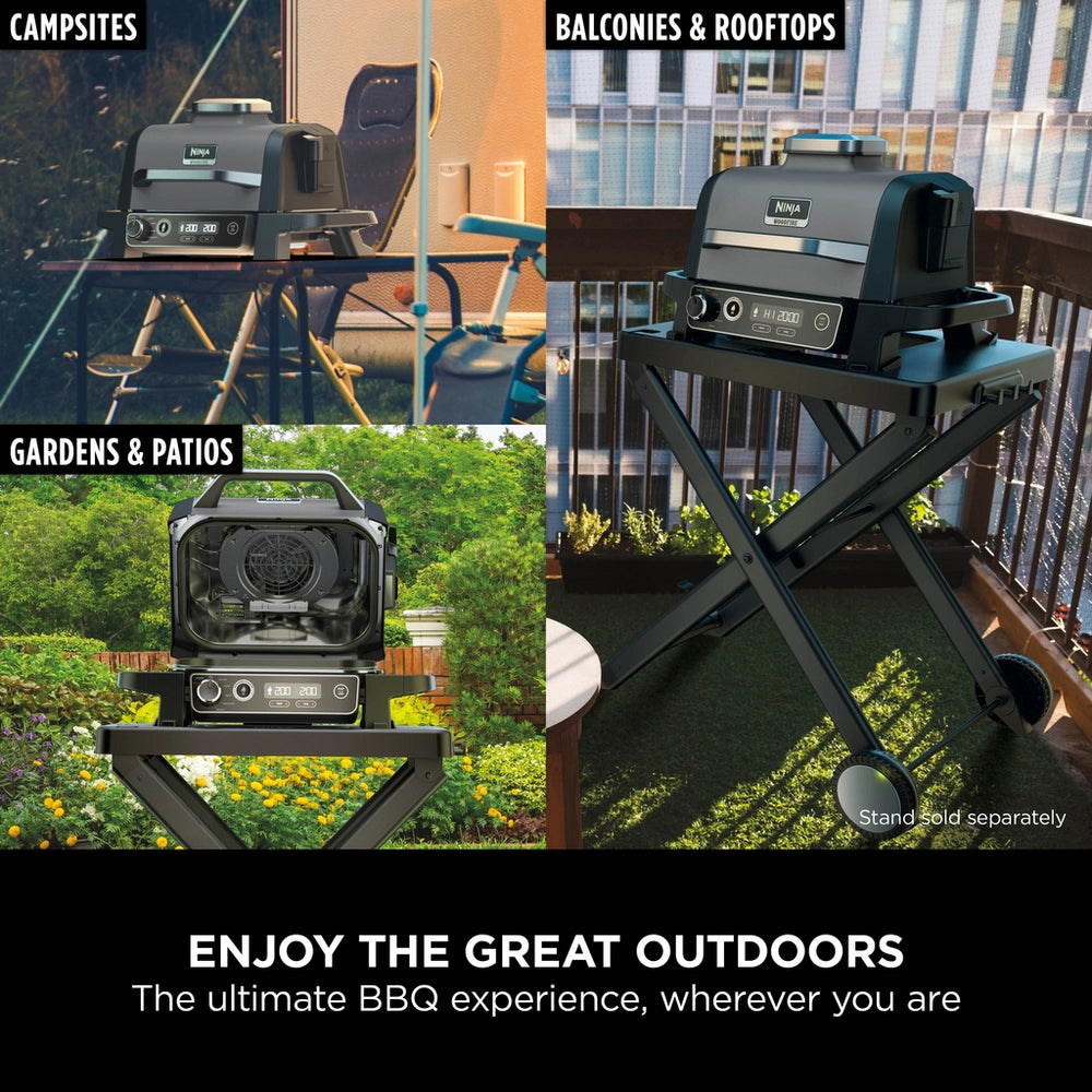 Ninja OG703UK Outdoor Woodfire Electric BBQ Grill & Smoker with Cover - Black