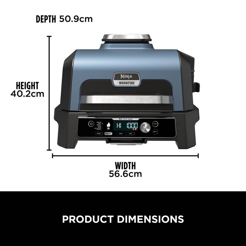 Ninja OG901UK Woodfire Pro Connect XL Electric BBQ Grill &amp; Smoker - Black/Blue