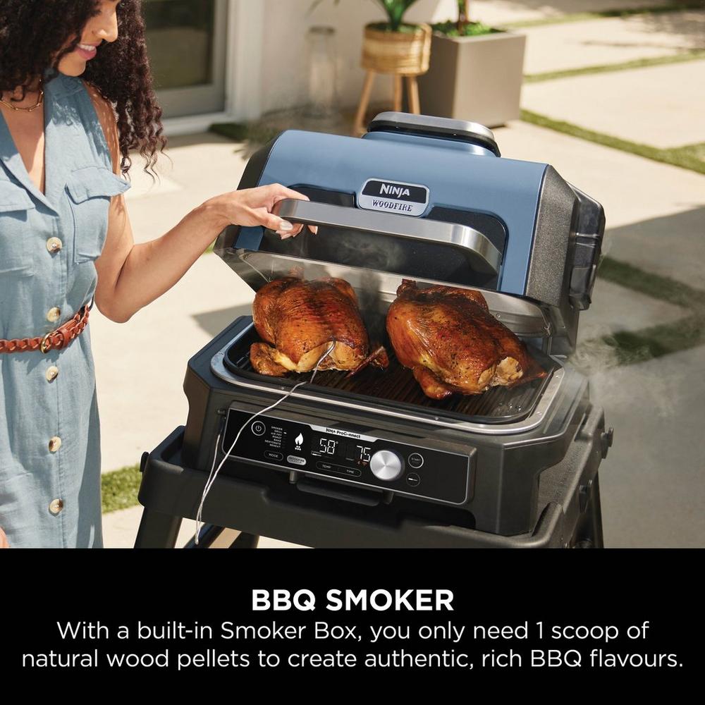 Ninja OG901UK Woodfire Pro Connect XL Electric BBQ Grill &amp; Smoker - Black/Blue