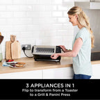 Ninja ST200UK 3-in-1 2 Slice Toaster - Grill and Panini Press - Black