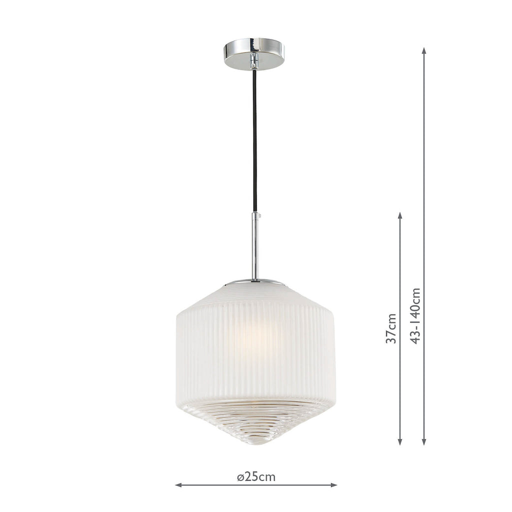 Nisha 1 Light Pendant Polished Chrome And Frosted/Clear Glass<br>Polished Chrome