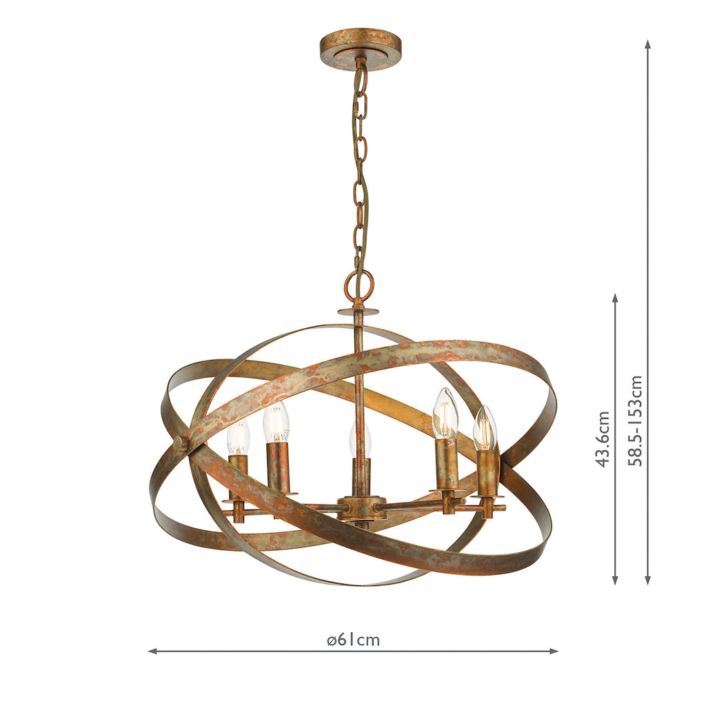 Nitya 5 Light Pendant Mottled Copper<br>Mottled Copper