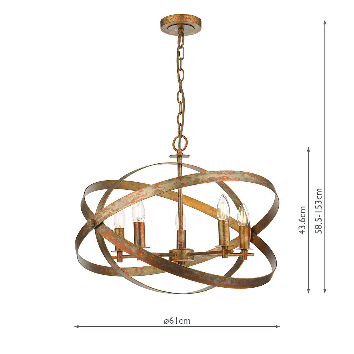 Nitya 5 Light Pendant Mottled Copper<br>Mottled Copper