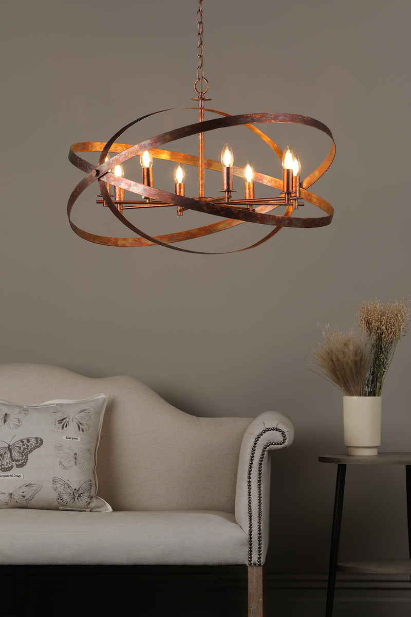 Nitya 8 Light Pendant Mottled Copper<br>Mottled Copper