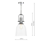 Nolan 1 Light Pendant Polished Chrome/ Clear<br>Polished Chrome