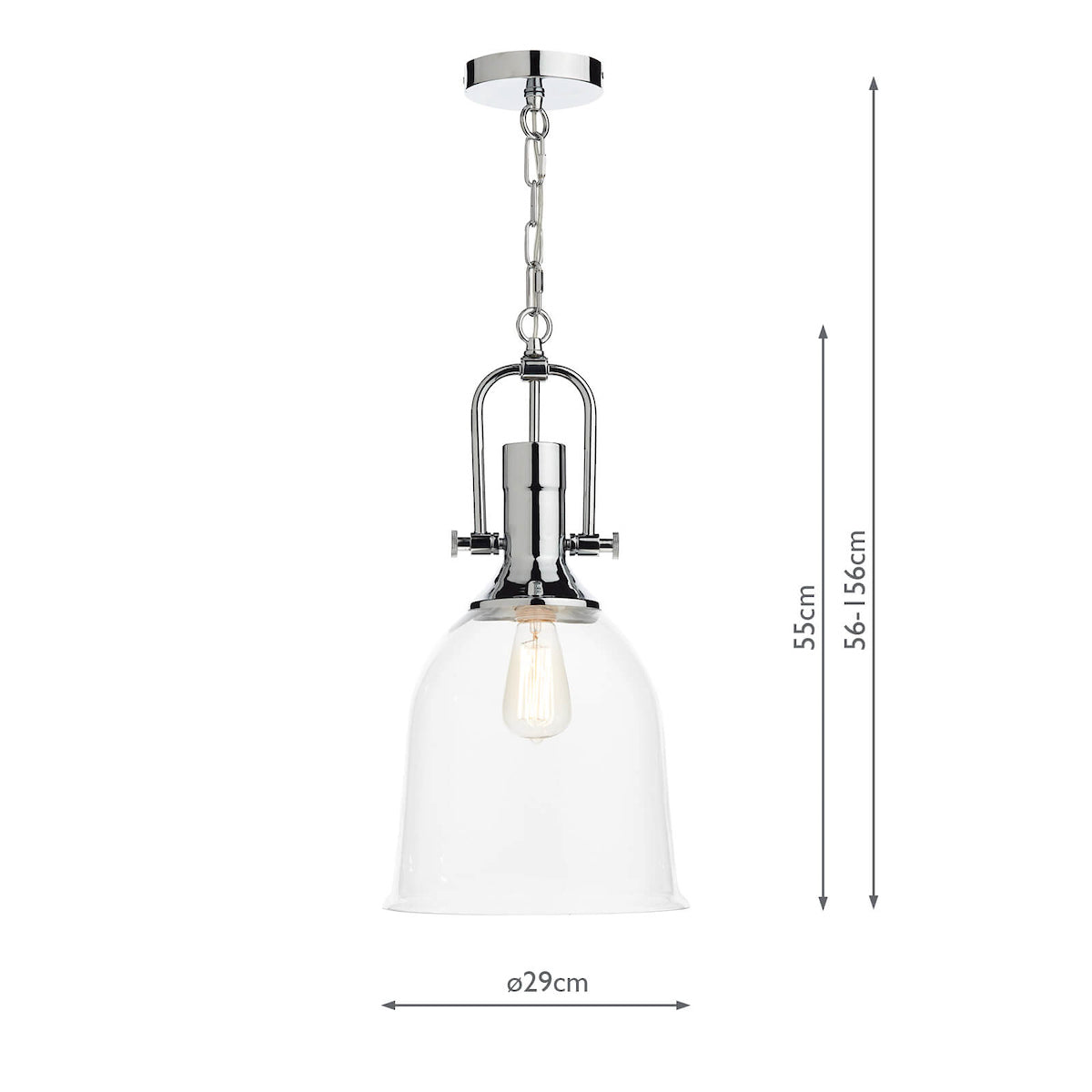 Nolan 1 Light Pendant Polished Chrome/ Clear<br>Polished Chrome