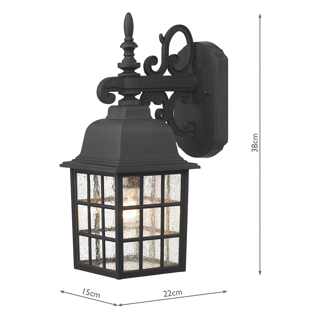 Norfolk Outdoor Wall Light Black Glass IP43<br>Matt Black